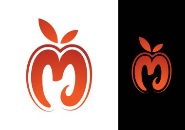 M elma logosu tasarım şablonu vektör çizimi