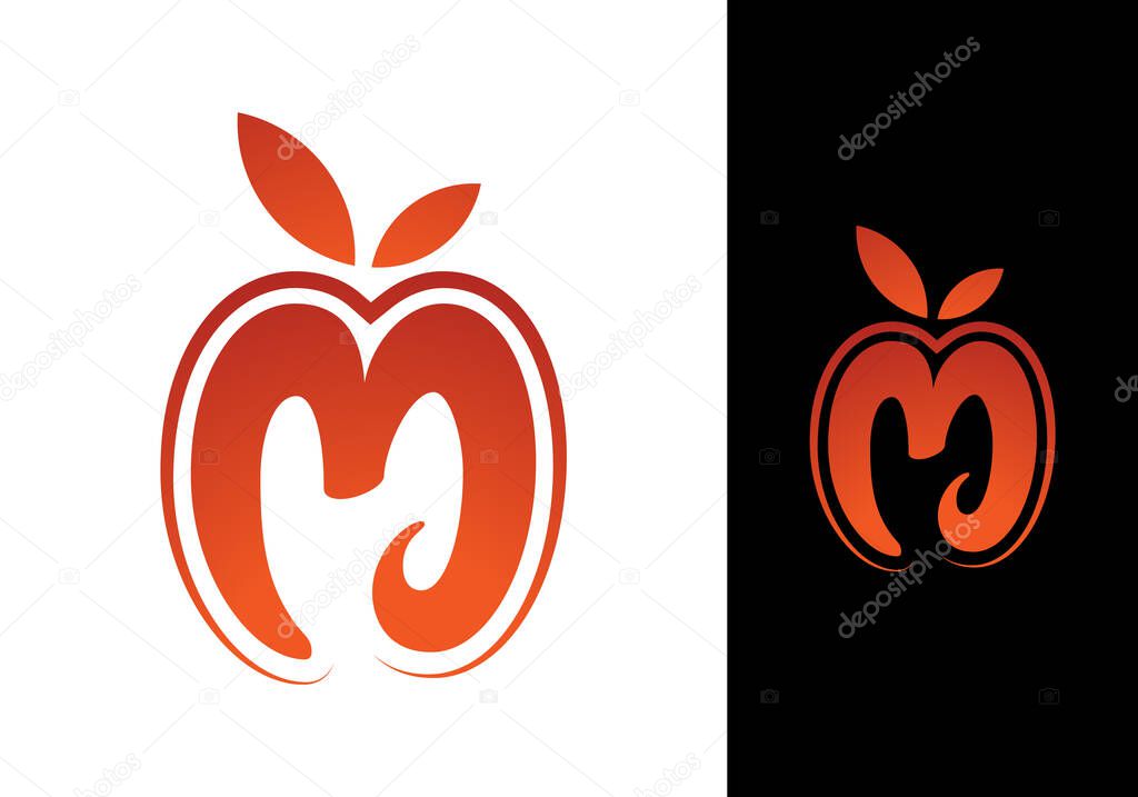 M apple logo design template vector illustration