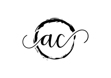 Fırça çemberli el yazısı logosu tasarımı. Moda için el yazısı logo, takım, düğün, lüks logo.