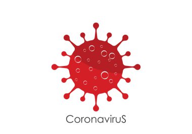 Corona virüs hücrelerinin logosu sembol tasarım vektörü illüstrasyonu.