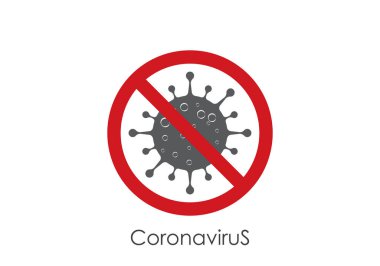Coronavirus (Covid-19). Coronovirüs 'e karşı verilen mücadelenin sembolü. Virüsü durdur işareti. Coronovirus enfeksiyonu düz vektör çizimi.