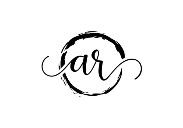 Initial Handwriting Logo Design Brush Circle Handwritten Logo Fashion Team — Stock Vector