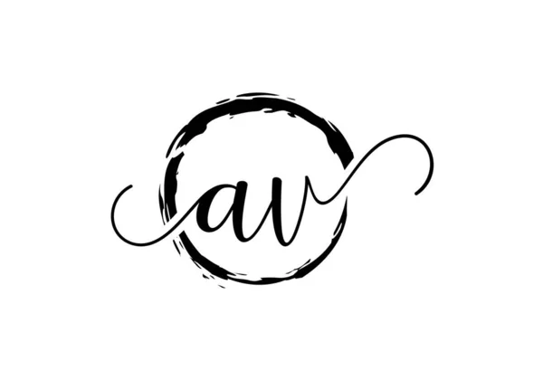 Initial Handwriting Logo Design Brush Circle Handwritten Logo Fashion Team — Stock Vector