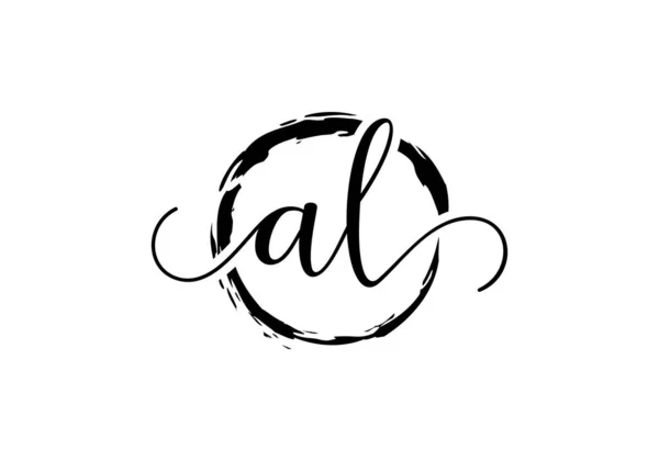 Projeto Inicial Logotipo Caligrafia Com Círculo Escova Logotipo Manuscrito Para — Vetor de Stock