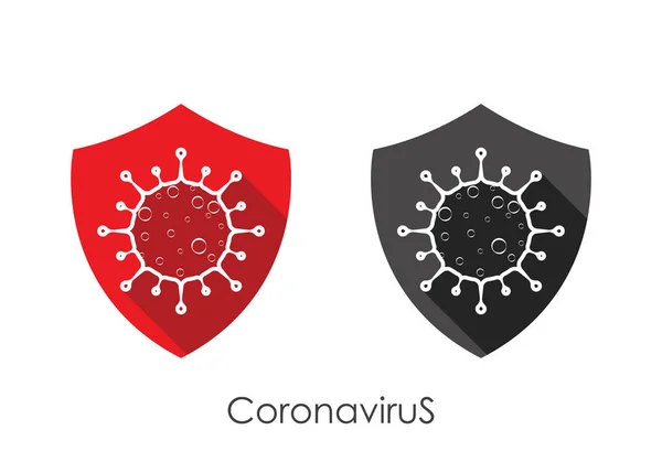 Coronavirus (Covid-19). Coronovirüs 'e karşı verilen mücadelenin sembolü. Virüsü durdur işareti. Coronovirus enfeksiyonu düz vektör çizimi.