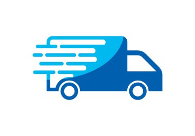 Ulaşım uygulamaları ve web siteleri için hızlı nakliye kamyonu vektör simgesi