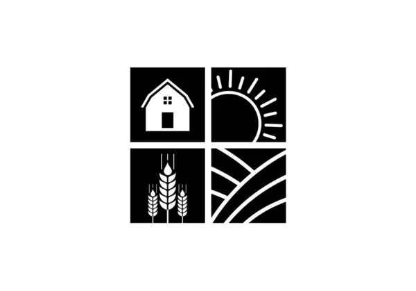 Logo Koncepcji Farm House Etykieta Dla Naturalnych Produktów Rolnych Czarny — Wektor stockowy