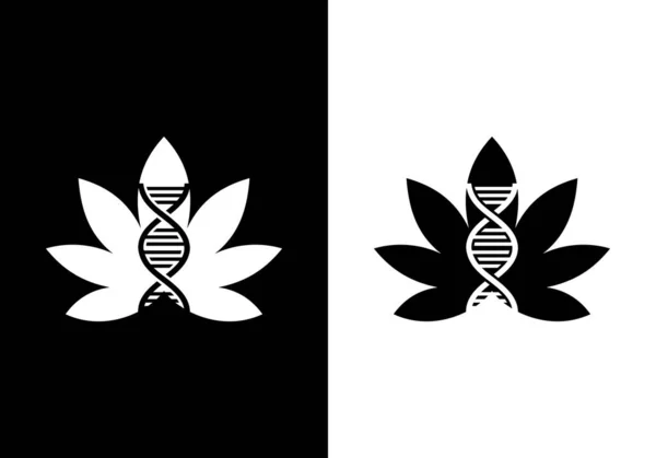 Cannabis Folha Logotipo Vetor Ícone Fundo Preto Branco —  Vetores de Stock