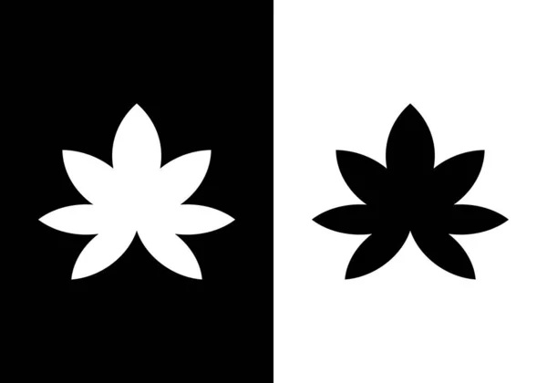 Icono Vector Logotipo Hoja Cannabis Sobre Fondo Blanco Negro — Vector de stock