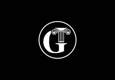 İlk harf ve kanun sütun logosu tasarımı, sütun logo vektörü şablonu,