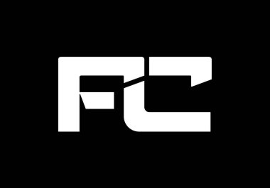 F C. FC İlk Harf Logo tasarım vektör şablonu, Şirket İş Kimliği için Grafik Alfabe Sembolü