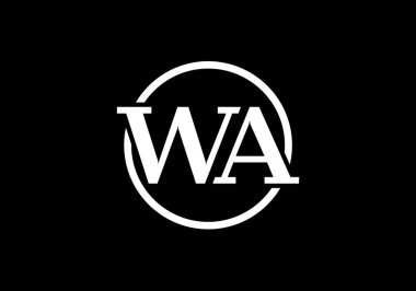 W A, WA İlk Harf Logo tasarım vektör şablonu, Şirket İş Kimliği Grafik Alfabesi Sembolü