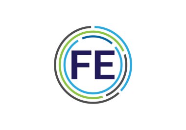 İlk Monogram FE Logo Tasarım Vektör Şablonu. FE Harf Logosu Tasarımı