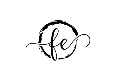 İlk Monogram FE Logo Tasarım Vektör Şablonu. FE Harf Logosu Tasarımı
