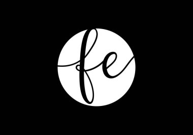 İlk Monogram FE Logo Tasarım Vektör Şablonu. FE Harf Logosu Tasarımı