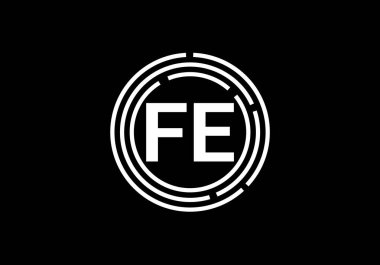 İlk Monogram FE Logo Tasarım Vektör Şablonu. FE Harf Logosu Tasarımı