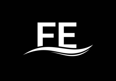 İlk Monogram FE Logo Tasarım Vektör Şablonu. FE Harf Logosu Tasarımı