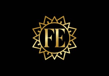 İlk Monogram FE Logo Tasarım Vektör Şablonu. FE Harf Logosu Tasarımı