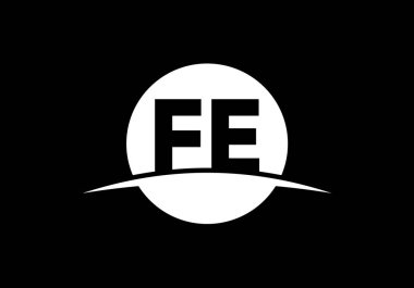 İlk Monogram FE Logo Tasarım Vektör Şablonu. FE Harf Logosu Tasarımı