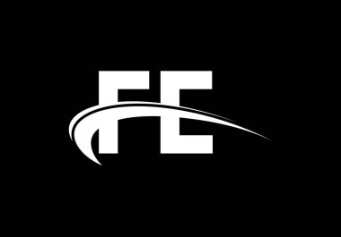 İlk Monogram FE Logo Tasarım Vektör Şablonu. FE Harf Logosu Tasarımı