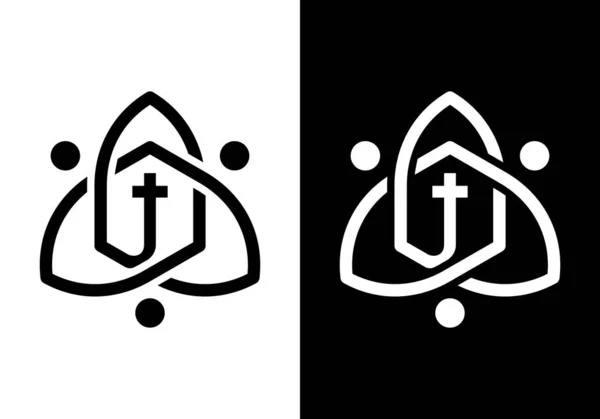 Logo Église Symboles Signes Chrétiens Croix Jésus — Image vectorielle