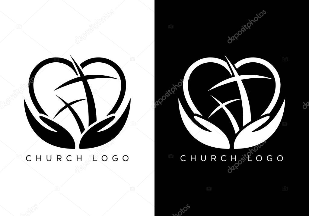 Church logo. Christian sign symbols. The Cross of Jesus