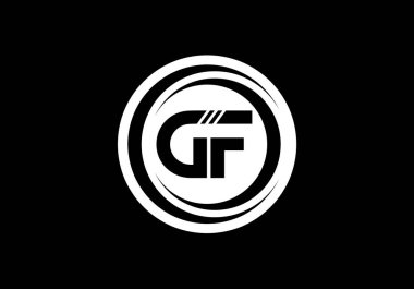 İlk Monogram Harf GF Logo Tasarım Vektör Şablonu. GF Harf Logo Tasarımı
