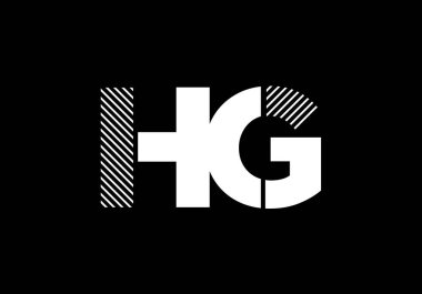İlk Monogram Harf HG Logo Tasarım Vektör Şablonu. HG Harf Logosu Tasarımı