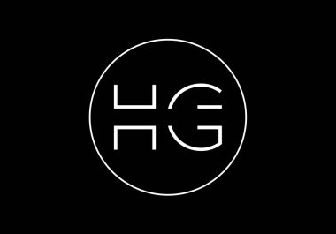 İlk Monogram Harf HG Logo Tasarım Vektör Şablonu. HG Harf Logosu Tasarımı