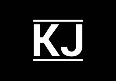 İlk Monogram Harf K J Logo Tasarım Vektör Şablonu. KJ Harf Logo Tasarımı