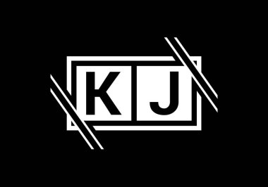 İlk Monogram Harf K J Logo Tasarım Vektör Şablonu. KJ Harf Logo Tasarımı