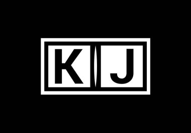 İlk Monogram Harf K J Logo Tasarım Vektör Şablonu. KJ Harf Logo Tasarımı