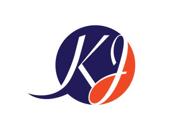 İlk Monogram Harf K J Logo Tasarım Vektör Şablonu. KJ Harf Logo Tasarımı