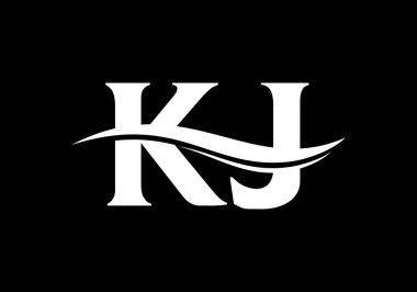 İlk Monogram Harf K J Logo Tasarım Vektör Şablonu. KJ Harf Logo Tasarımı