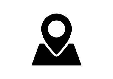 Konum simgesi vektörü. Pin işareti, navigasyon haritası, GPS, yön, yer, pusula, temas, arama konsepti. Grafik tasarım, logo, Web, UI, mobil uygulama için düz biçim