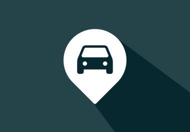 Konum simgesi vektörü. Pin işareti, navigasyon haritası, GPS, yön, yer, pusula, temas, arama konsepti. Grafik tasarım, logo, Web, UI, mobil uygulama için düz biçim