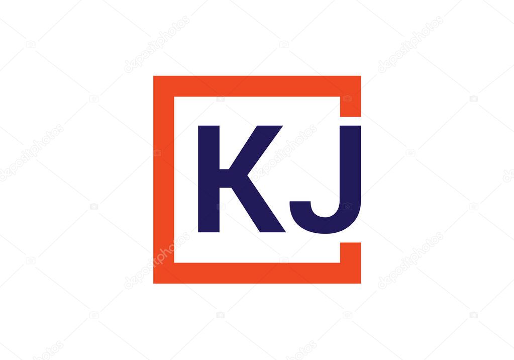 Initial Monogram Letter K J Logo Design Vector Template. KJ Letter Logo Design