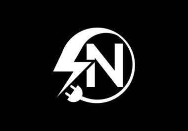 Elektrik logosu ve simge vektörü tasarım şablonu. Vektör 'de Şimşek Simgesi. Şimşek Logosu, Enerji Logosu Tasarımı Elementi,