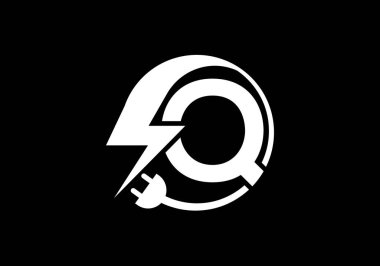Elektrik logosu ve simge vektörü tasarım şablonu. Vektör 'de Şimşek Simgesi. Şimşek Logosu, Enerji Logosu Tasarımı Elementi,