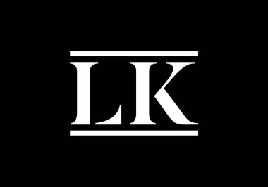 İlk Monogram Harf L Logo Tasarım Vektör Şablonu. LK Harf Logosu Tasarımı