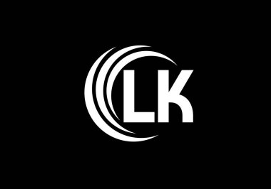 İlk Monogram Harf L Logo Tasarım Vektör Şablonu. LK Harf Logosu Tasarımı