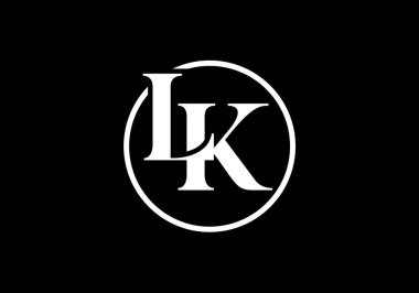 İlk Monogram Harf L Logo Tasarım Vektör Şablonu. LK Harf Logosu Tasarımı