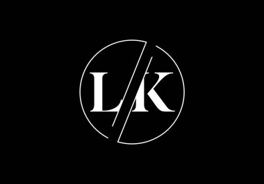 İlk Monogram Harf L Logo Tasarım Vektör Şablonu. LK Harf Logosu Tasarımı