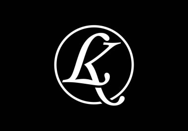 İlk Monogram Harf L Logo Tasarım Vektör Şablonu. LK Harf Logosu Tasarımı