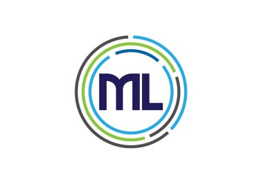 İlk Monogram M L Logo Tasarım Vektör Şablonu. ML Harf Logo Tasarımı