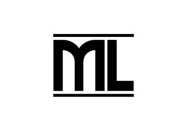 İlk Monogram M L Logo Tasarım Vektör Şablonu. ML Harf Logo Tasarımı