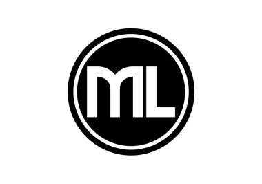 İlk Monogram M L Logo Tasarım Vektör Şablonu. ML Harf Logo Tasarımı