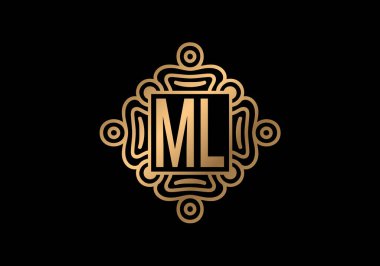 İlk Monogram M L Logo Tasarım Vektör Şablonu. ML Harf Logo Tasarımı