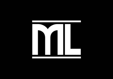 İlk Monogram M L Logo Tasarım Vektör Şablonu. ML Harf Logo Tasarımı