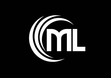 İlk Monogram M L Logo Tasarım Vektör Şablonu. ML Harf Logo Tasarımı